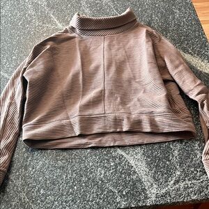 Zella Ribbed Cowl Neck Sweater in Brown